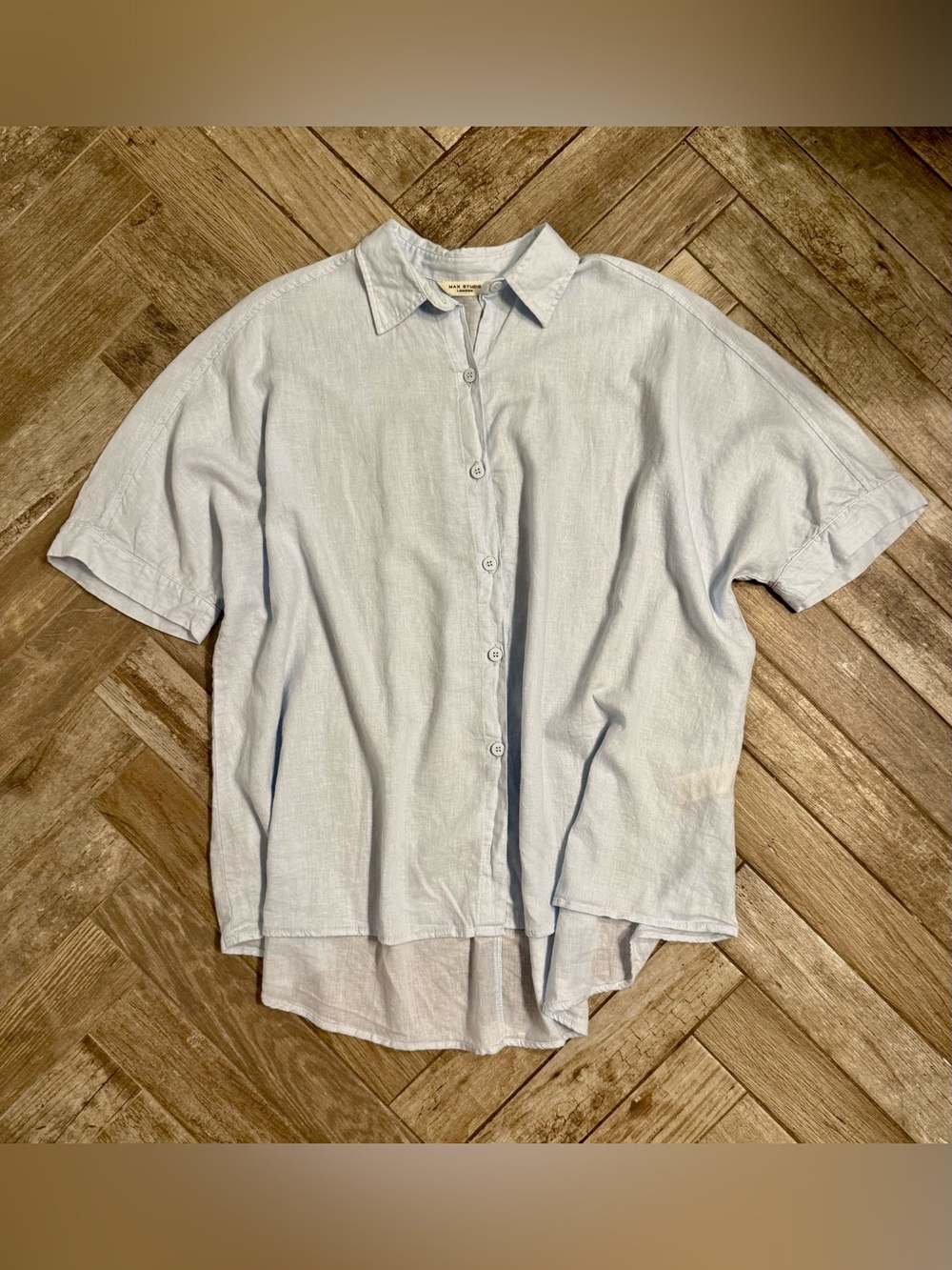 Max studio linen blend button down shirt